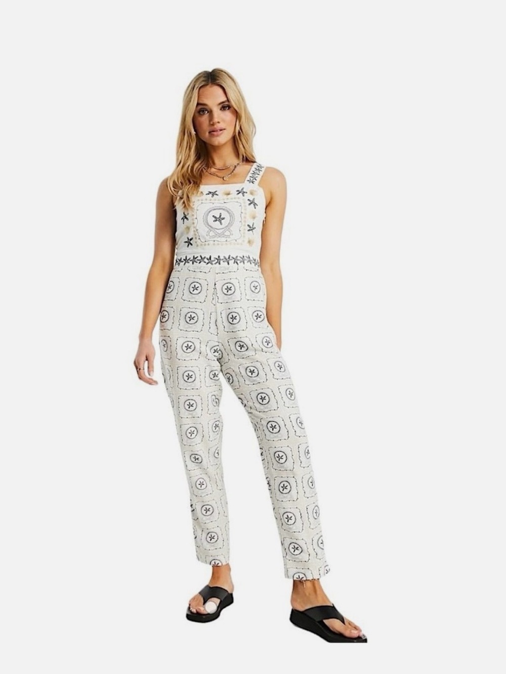 ASOS Never Fully Dressed Star Fish Print Embroidered Jumpsuit size 4
